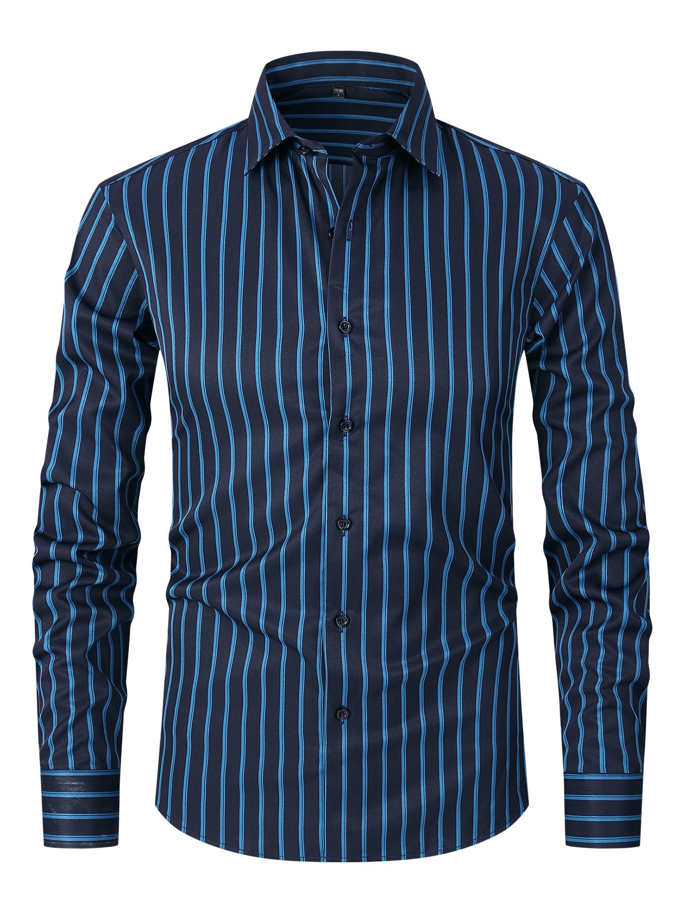 Men's Striped All-matching Ice Silk Long Sleeve Shirt - Image 7