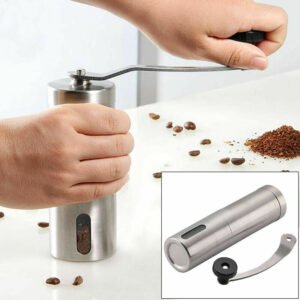 Home Portable Manual Coffee Grinder, Stainless Steel with Ceramic Burr Bean Mill