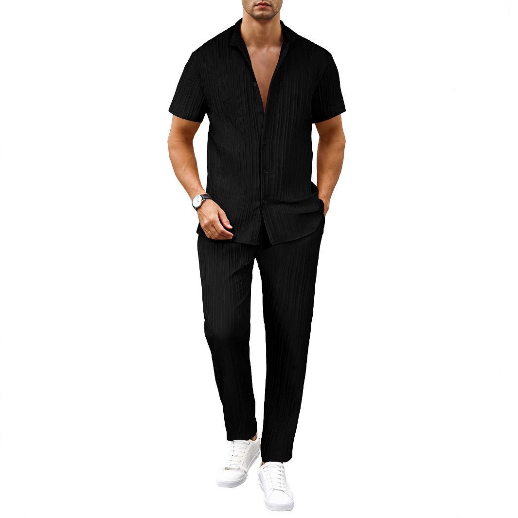 European And American Men's Casual Short-sleeved Two-piece Suit - Image 5