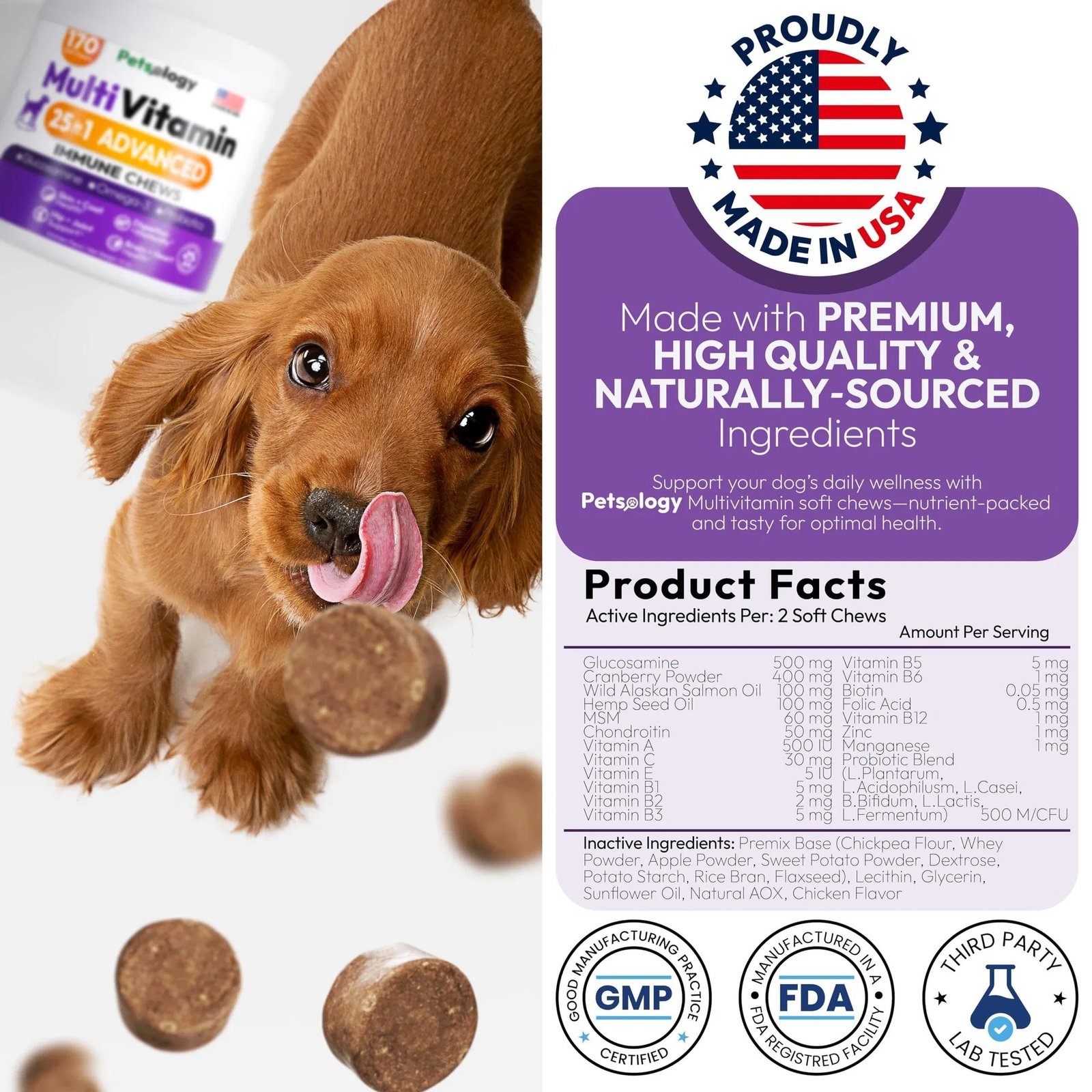 Dog Multivitamin Chewable Dog Vitamins And Supplements With Glucosamine 170 Chews Hip & Joint Pet Immune Support Skin & Coat Gut & Heart Health Senior & Puppy Multivitamin Pet Supplement - Image 8