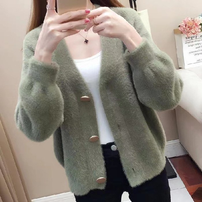 Fashionable Knitted Short Loose Outer Tops Women - Image 8