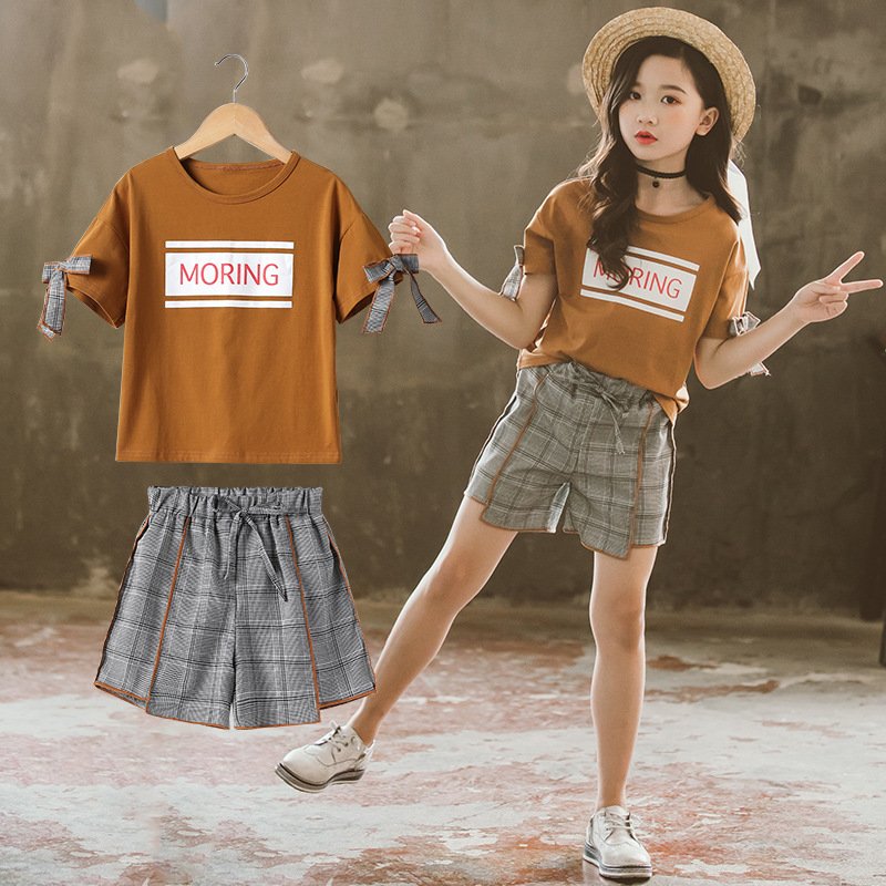 Check Short Sleeve Shorts Kids Set - Image 4