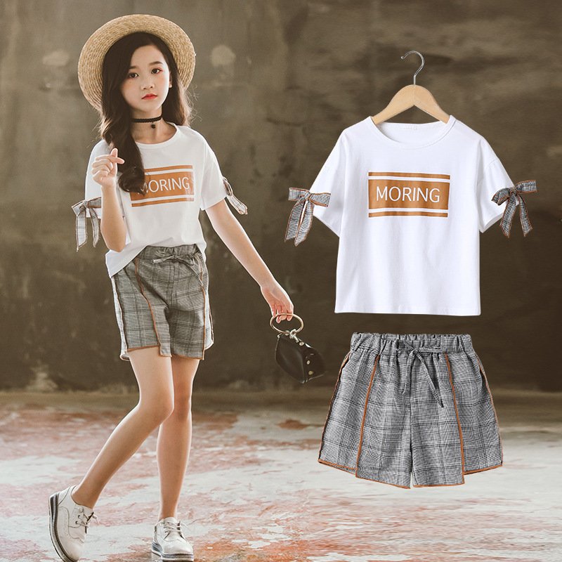 Check Short Sleeve Shorts Kids Set - Image 2