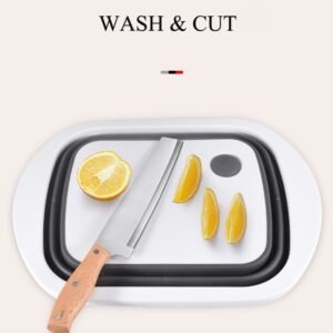 Folding Cutting Board Plastic Portable Folding Drain Basket Vegetable Washing Basin Foldable Cutting Board Sink