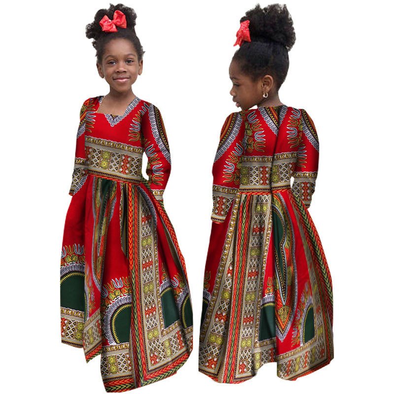 African Girl's Long-sleeved Daxiji Dress