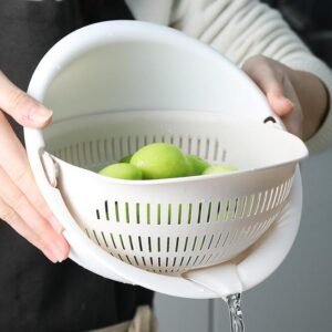 Double-Dish Sink Drain Basket Kitchen Panning Wash Fruit Basket