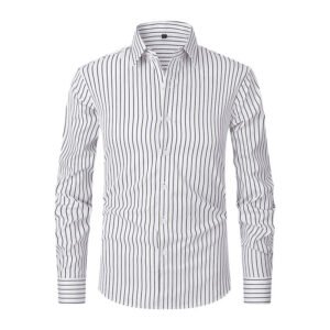 Men's Striped All-matching Ice Silk Long Sleeve Shirt