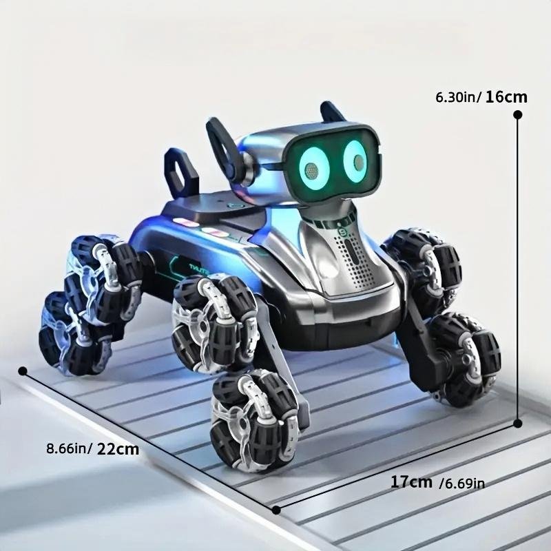 Silver Eight-wheel Stunt Dual Remote Control Robot Dog - Image 9