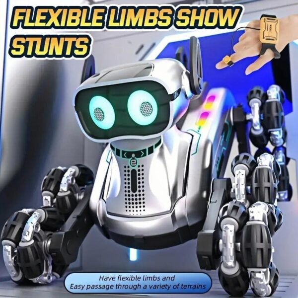 Silver Eight-wheel Stunt Dual Remote Control Robot Dog - Image 6
