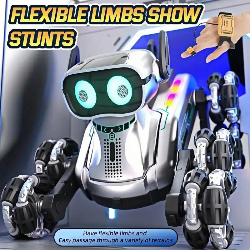 Silver Eight-wheel Stunt Dual Remote Control Robot Dog - Image 6