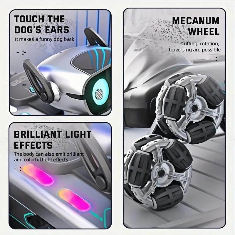 Silver Eight-wheel Stunt Dual Remote Control Robot Dog - Image 8