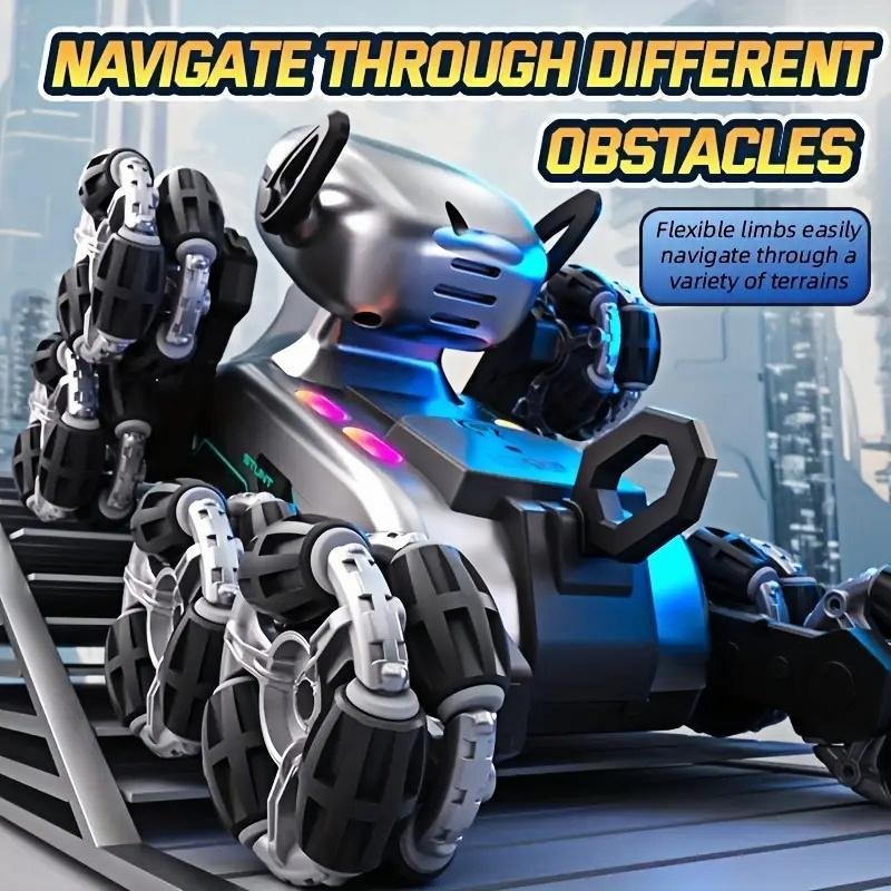 Silver Eight-wheel Stunt Dual Remote Control Robot Dog - Image 2