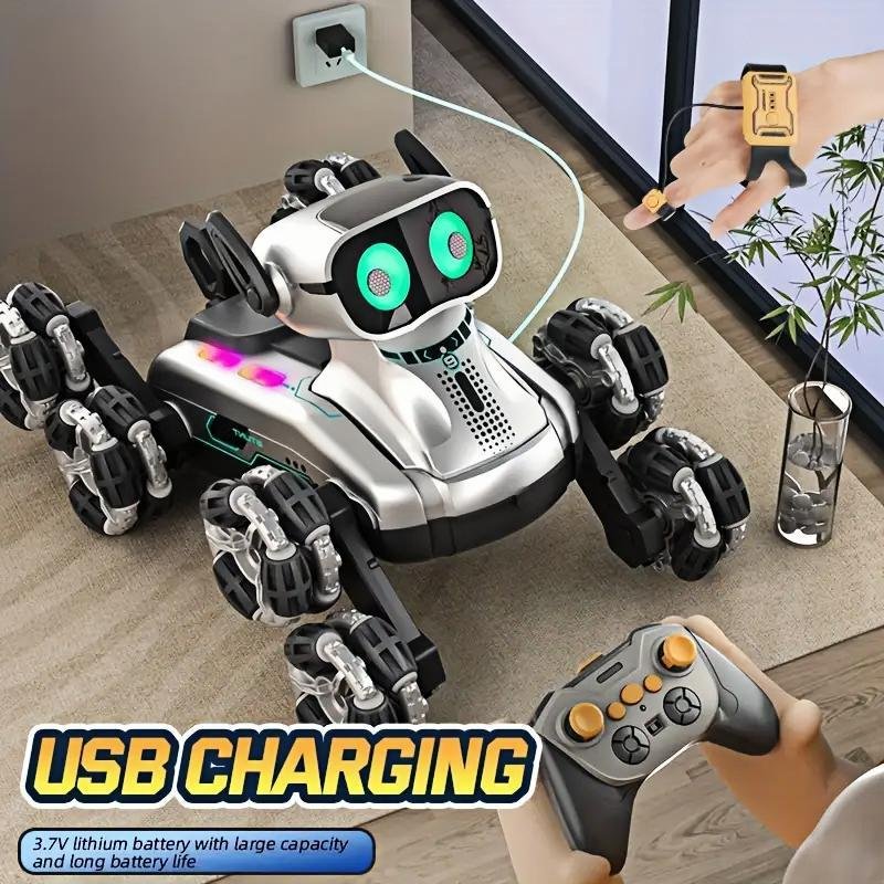 Silver Eight-wheel Stunt Dual Remote Control Robot Dog - Image 3