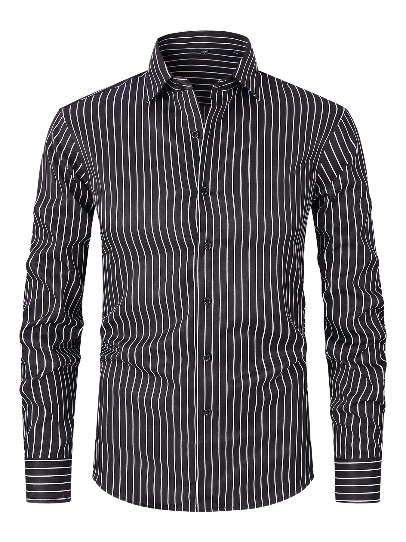 Men's Striped All-matching Ice Silk Long Sleeve Shirt - Image 2
