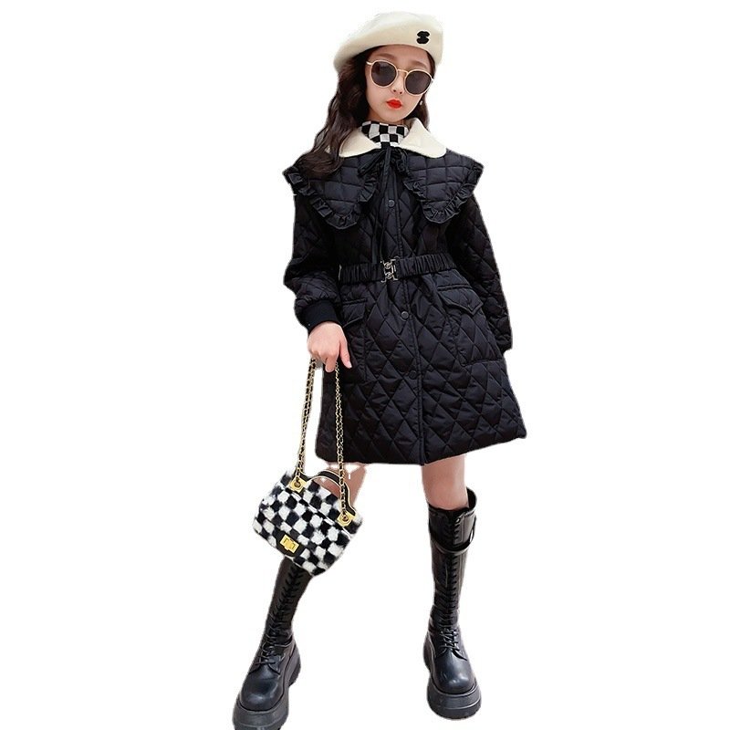 Large Lapel Warm Padded Jacket With Fleece Thick Coat Waist - Image 4