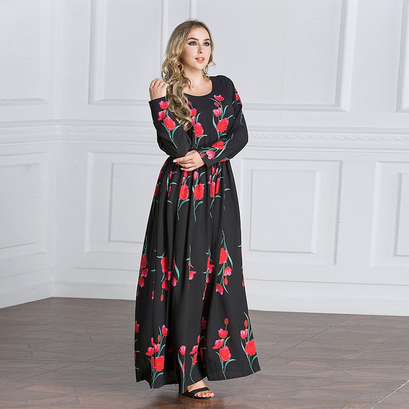 Rose Print Robe Dubai Dress - Image 7