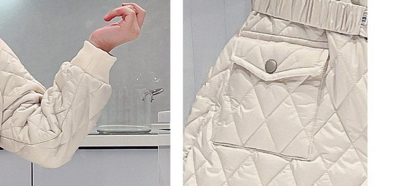 Large Lapel Warm Padded Jacket With Fleece Thick Coat Waist - Image 6