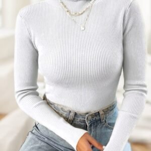 Knit Sweater Without Necklace,Long Sleeve Tops