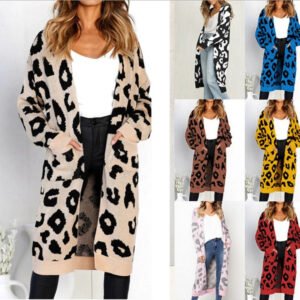 Color Leopard Print Polka Dot Loose Sweater Coat
