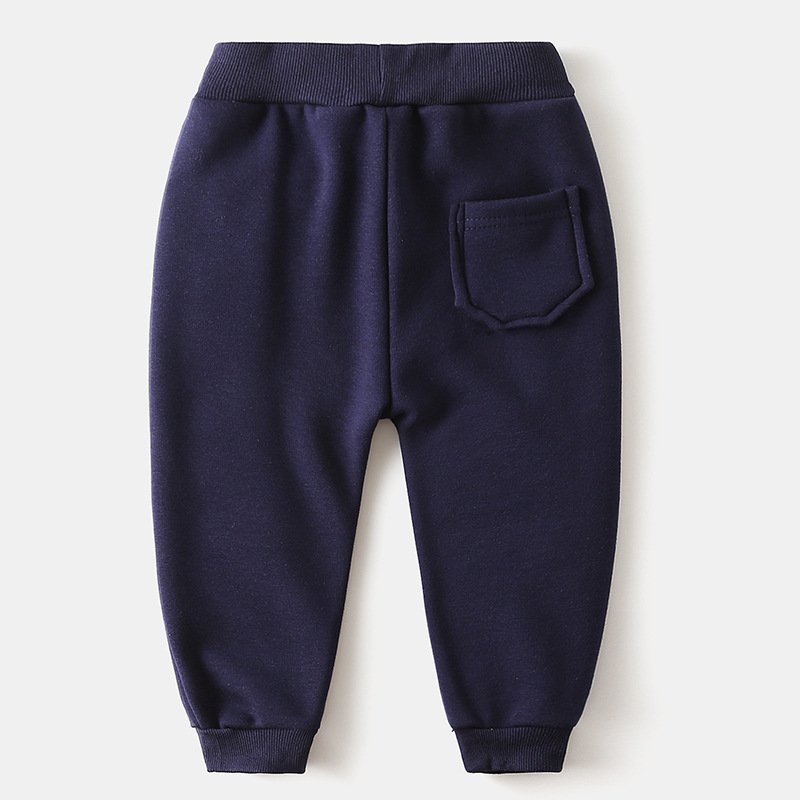 Boys' Letter Embroidered Plus Velvet Pants - Image 2