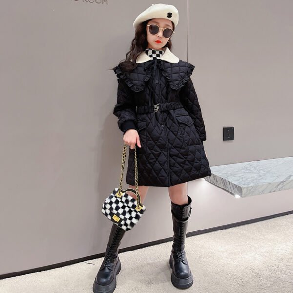 Large Lapel Warm Padded Jacket With Fleece Thick Coat Waist - Image 8