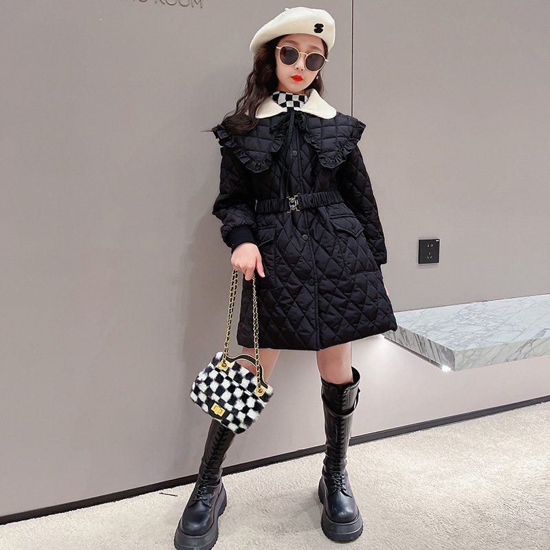 Large Lapel Warm Padded Jacket With Fleece Thick Coat Waist - Image 8