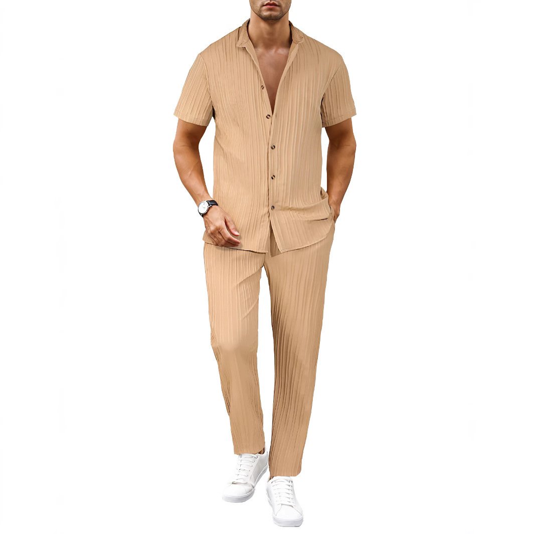 European And American Men's Casual Short-sleeved Two-piece Suit - Image 2