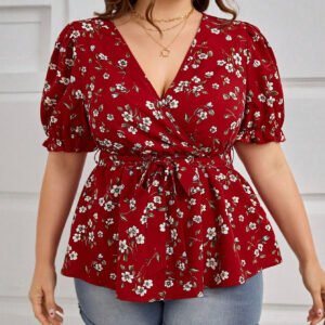 Women's Plus Summer Elegant V-Neck Shirt