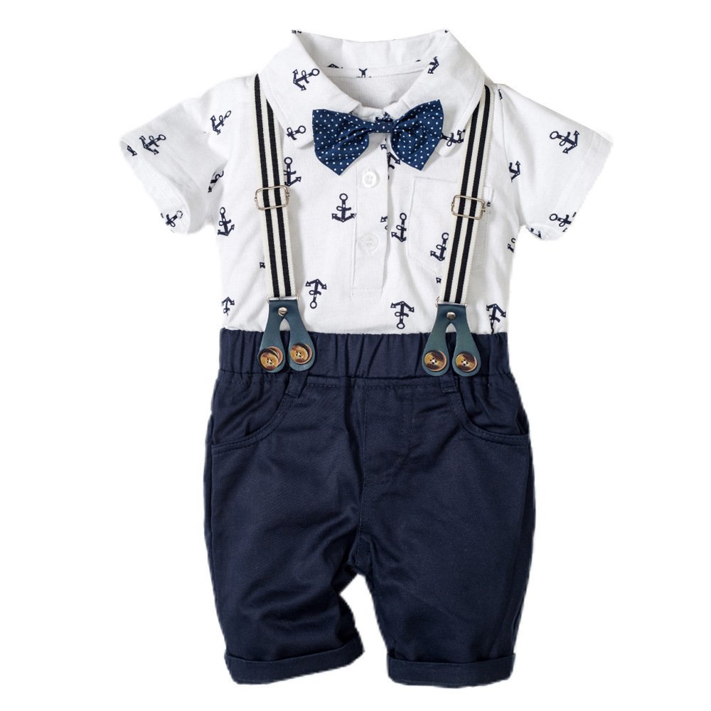 Baby Boy Gentleman Clothes Printed Triangle Romper - Image 5