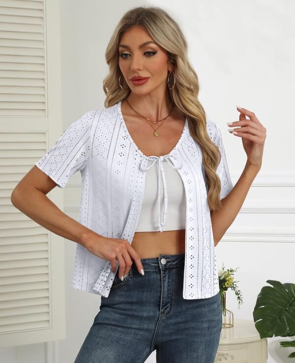 Women's Front Lace Up Short Top Shawl - Image 2