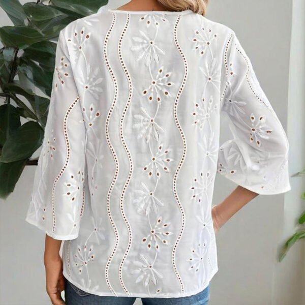 Elegant Women's V-Neck Long Sleeve Blouse - Image 2