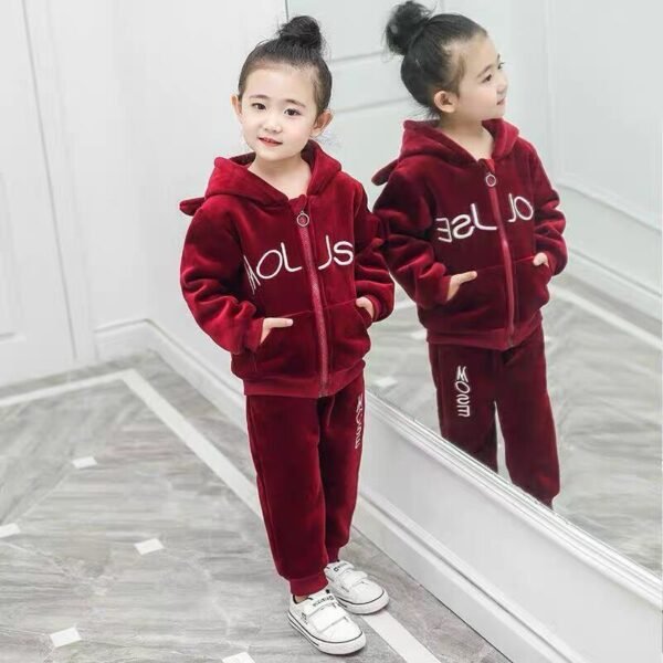 Girls Autumn And Winter Outfits Gold Velvet Thickening - Image 3
