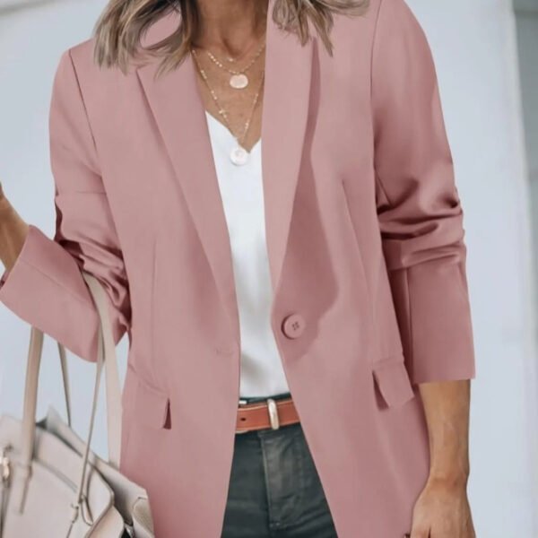 Women's Long Sleeve Solid Color Polo Collar Small Suit Jacket