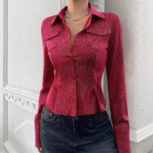 Y2g Hot Girl Style Striped Open Shirt Women's Clothing