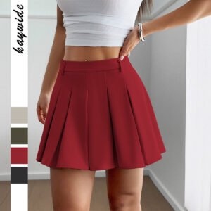 Y2g Hot Girl Style Girdle Solid Color Pleated Skirt Women