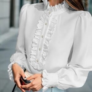 Fashionable Stand-up Collar Long-sleeved Shirt
