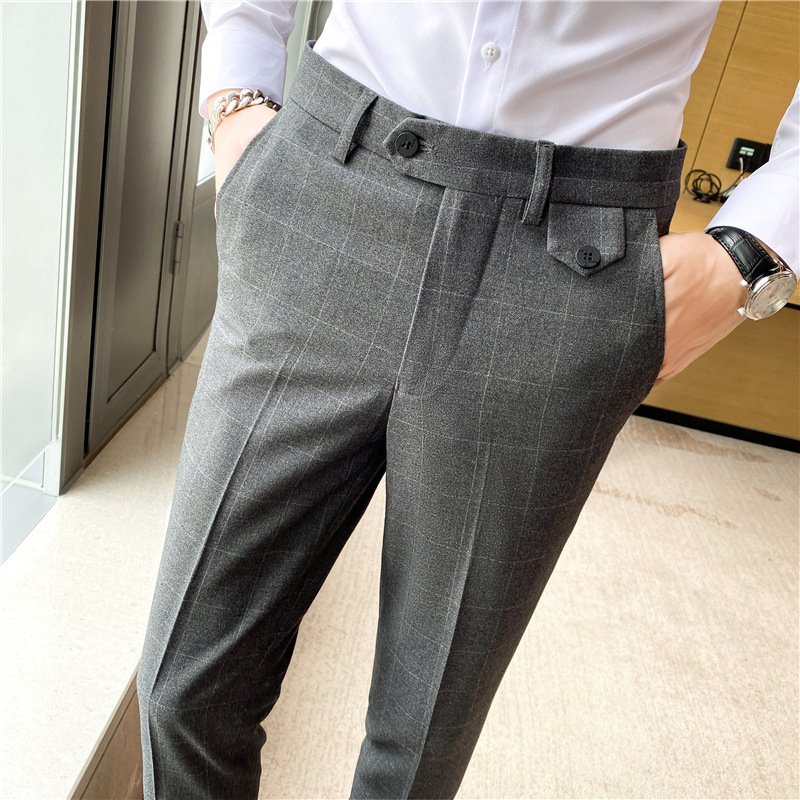 British Classic Checkered Elegant Suit Pants - Image 8