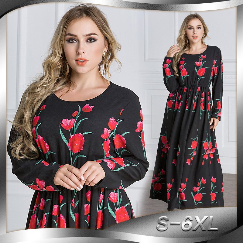 Rose Print Robe Dubai Dress - Image 2
