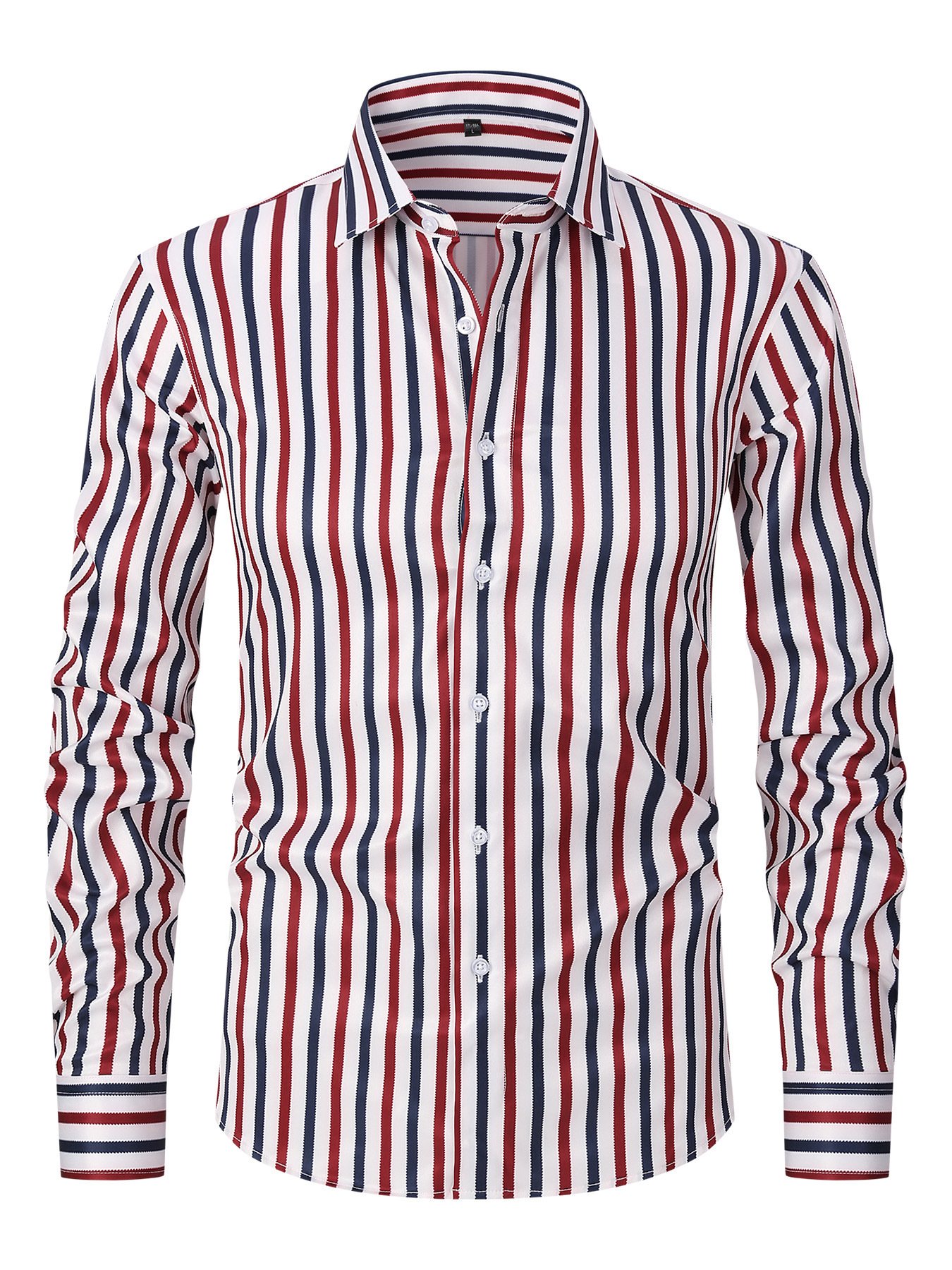 Men's Striped All-matching Ice Silk Long Sleeve Shirt - Image 6