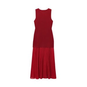 New Summer Knitted Stitching Long Sleeveless Dress