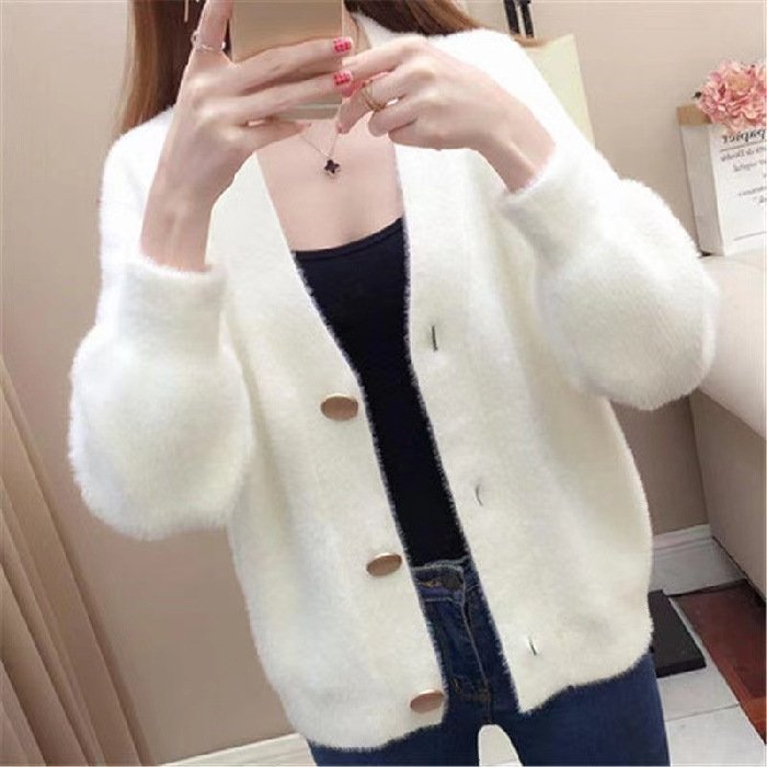 Fashionable Knitted Short Loose Outer Tops Women - Image 3