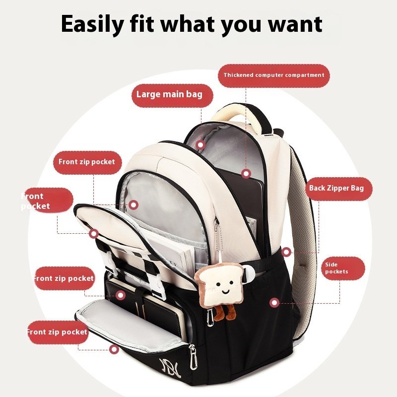 Minimalist Preppy Style Stain-resistant Schoolbag - Image 8