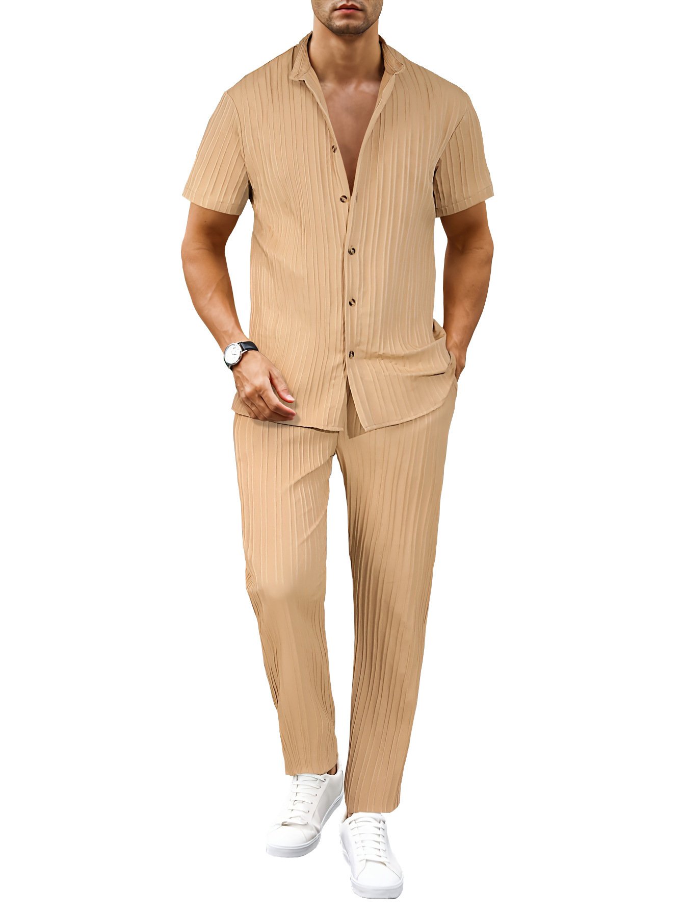 European And American Men's Casual Short-sleeved Two-piece Suit - Image 9