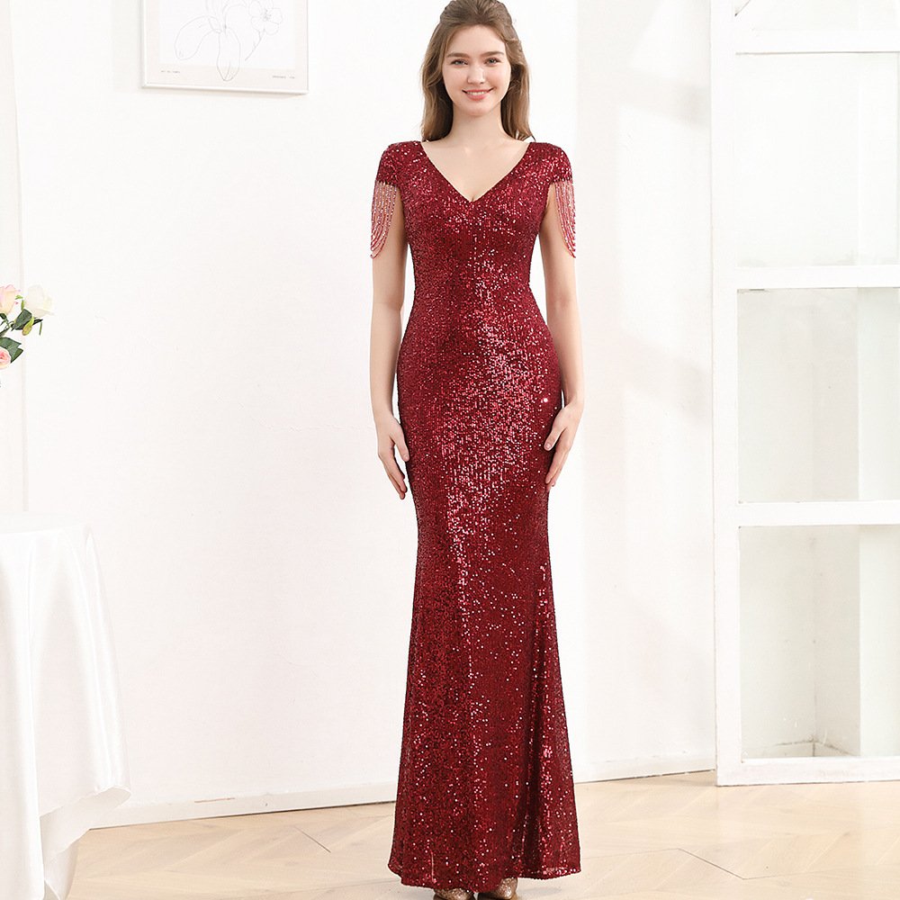 Sequined Slim Fit Slimming Long Dress Women - Image 7