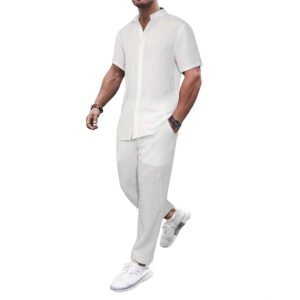 European And American Men's Casual Short-sleeved Two-piece Suit