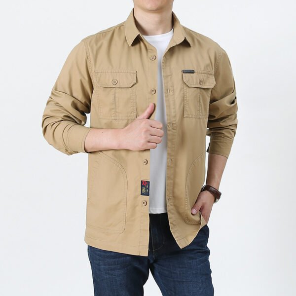 Four Seasons Long Sleeve Shirt Men's Thin Casual Plus Size - Image 6