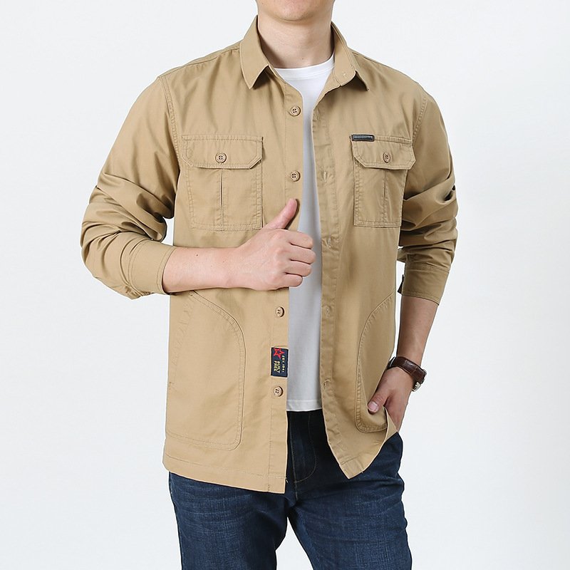 Four Seasons Long Sleeve Shirt Men's Thin Casual Plus Size - Image 6