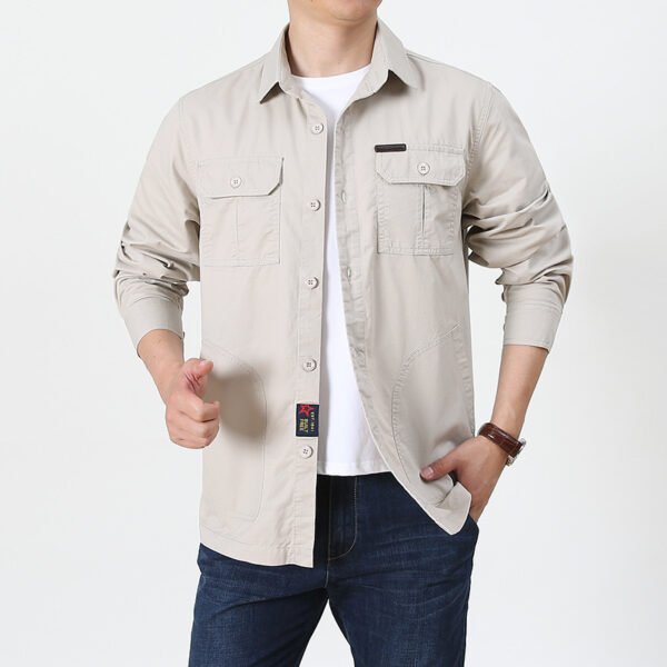 Four Seasons Long Sleeve Shirt Men's Thin Casual Plus Size - Image 2