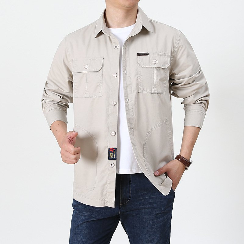 Four Seasons Long Sleeve Shirt Men's Thin Casual Plus Size - Image 2