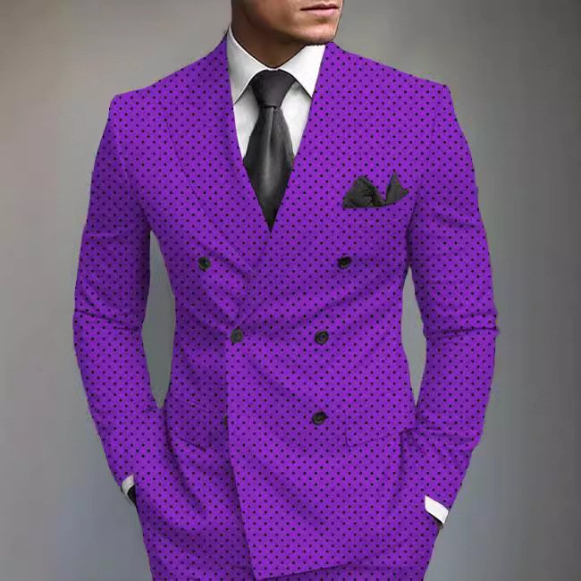 New Men's Printed Posterior Median Split Suit Jacket - Image 3